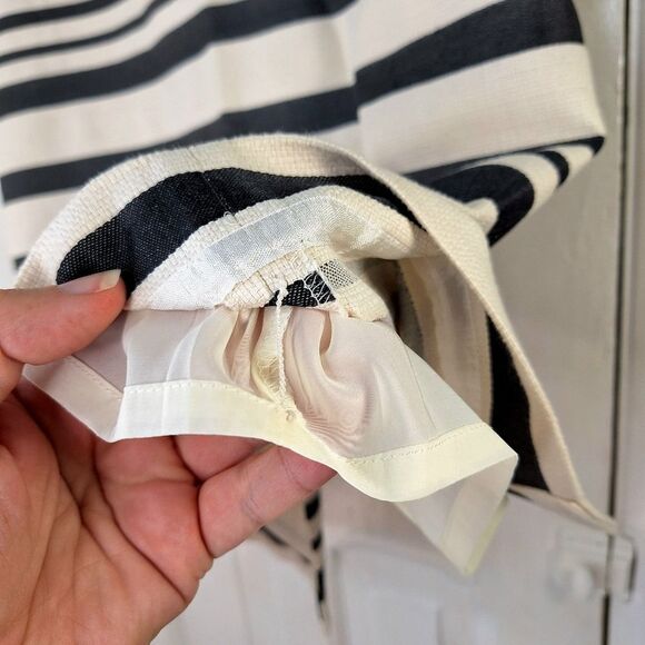 J. Crew Black & Cream Striped Pencil Skirt Sz 2 - Picture 3 of 14